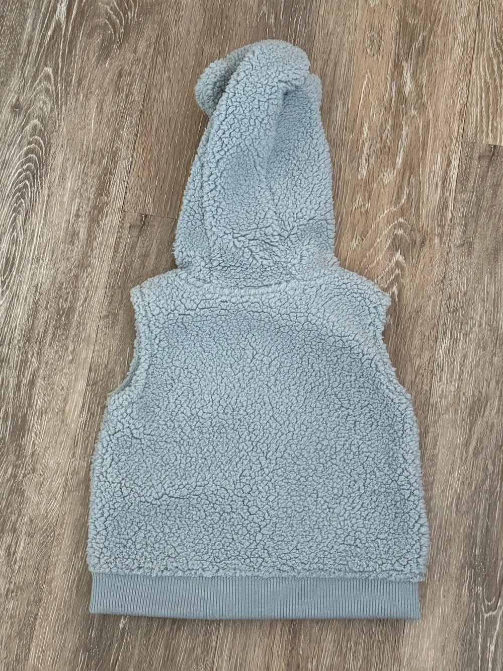 Carters Baby Boy Teddy Fleece Hooded Vest 3D Ears Blue Gray Full Zip 9M